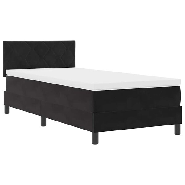 Lit à ressorts vidaXL avec matelas et LED Noir 90x200 cm Velours