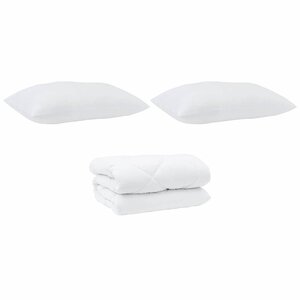 vidaXL Couette Autre avec oreiller 3 Pièces Blanc 200 x 220 cm Microfibre
