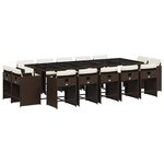 vidaXL Ensemble à manger de jardin avec coussins 15 Pièces marron rotin