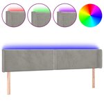 vidaXL Tête de lit à LED Gris clair 183x16x78/88 cm Velours