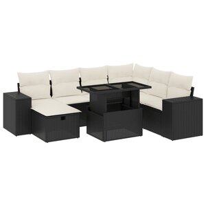vidaXL Salon de jardin 8 Pièces avec coussins noir résine tressée