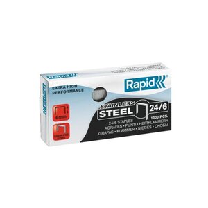 Boîte de 1000 Agrafes 24/6mm Stainless SuperStrong RAPID