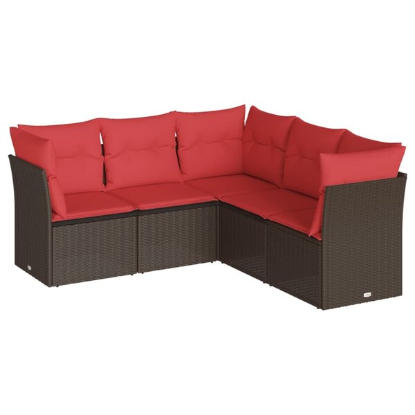 vidaXL Salon de jardin avec coussins 5 Pièces marron résine tressée