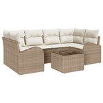vidaXL Ensemble de canapé de jardin 7 Pièces Beige et crème polyrotin