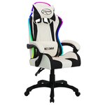Chaise fauteuil siège pivotante de bureau informatique étude de jeux vidéo avec LED RVB et similicuir multicolore 02_0024198