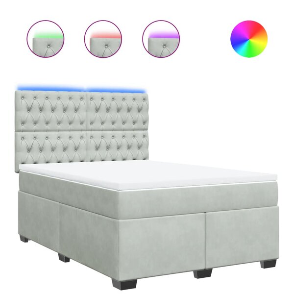 vidaXL Sommier à lattes de lit et matelas Gris clair 140x200cm Velours