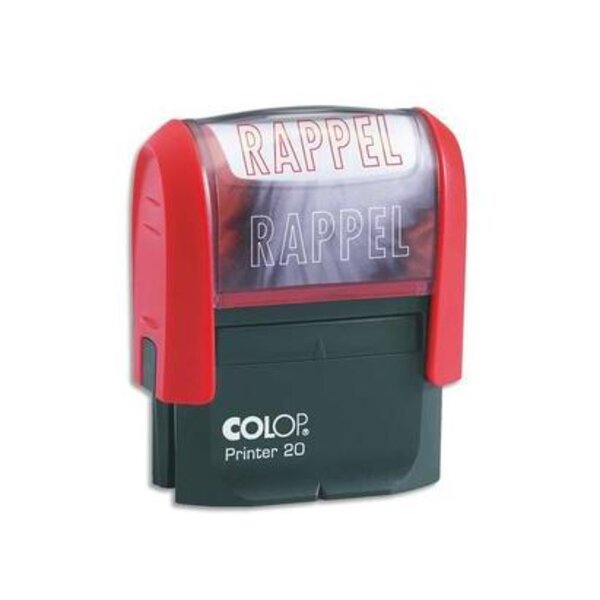 Timbre à encrage automatique , empreinte rouge 38x14 mm : RAPPEL COLOP