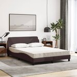 vidaXL Lit avec matelas Dover marron foncé 140x190 cm tissu