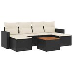 vidaXL Salon de jardin 7 Pièces avec coussins noir résine tressée