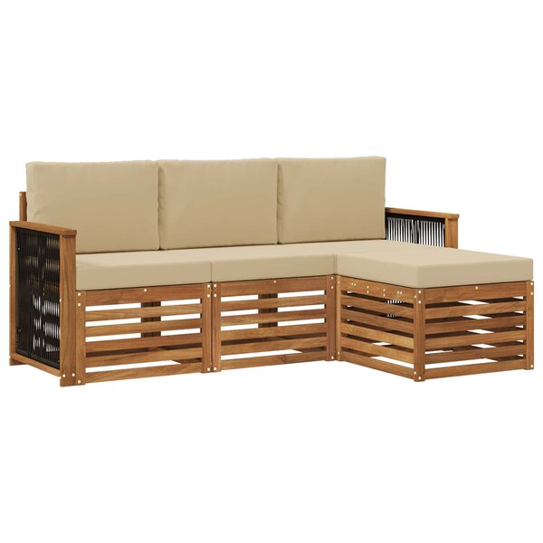 vidaXL Ensemble de canapés d'extérieur 4 pc Naturel et Beige