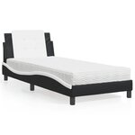 vidaXL Lit avec matelas noir et blanc 90x190 cm similicuir