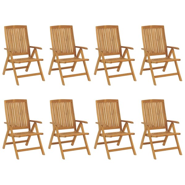 vidaXL Chaises de jardin inclinables lot de 8 Bois de teck solide