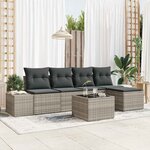 vidaXL Ensemble de canapé de jardin 6 Pièces Gris clair Poly rotin