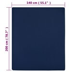 vidaXL Drap-housse Jersey Bleu marine 140x200 cm Coton