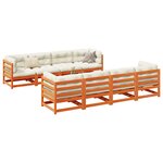 vidaXL Salon de jardin 9 Pièces avec coussins marron cire bois pin massif