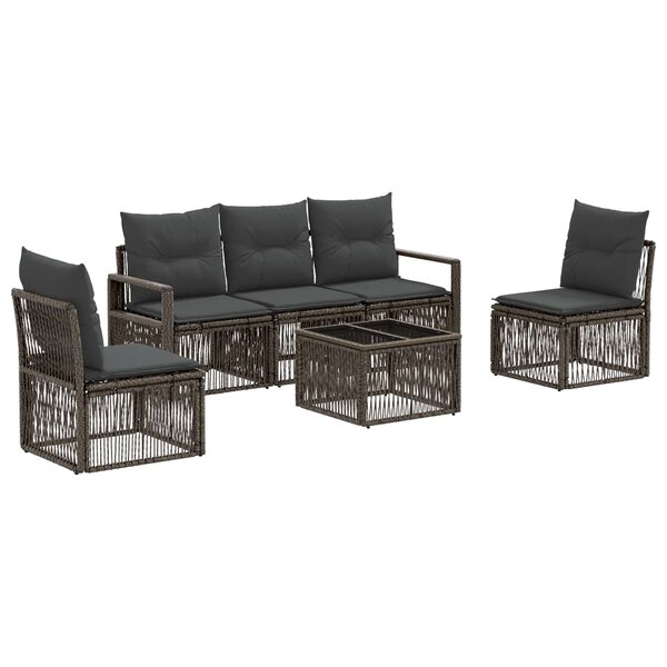 vidaXL Ensemble de canapé de jardin 6 Pièces Gris polyrotin
