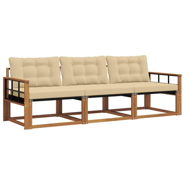 vidaXL Ensemble de canapés d'extérieur 3 Pièces Naturel et Beige
