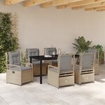 vidaXL Set de repas de jardin 7 pièces beige poly rattan