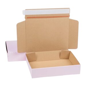 Boîte pliante d'envoi postal rose en micro-cannelé avec bande d'arrachage 23 6 x 18 1 x 5 4 cm