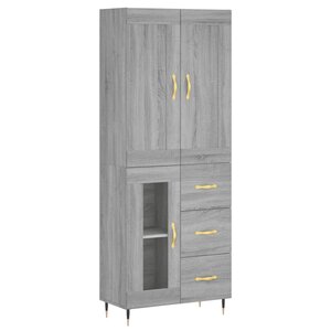 vidaXL Buffet haut Sonoma gris 69 5x34x180 cm Bois d'ingénierie