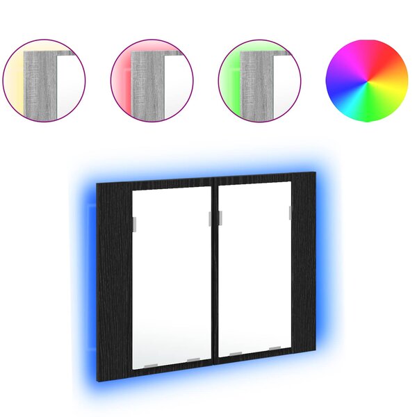 vidaXL Amoire de salle de bain avec miroir Chêne noir 60 x 12 x 45 cm