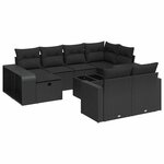 vidaXL Salon de jardin 11 Pièces avec coussins noir résine tressée