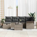 vidaXL Ensemble de canapé de jardin avec coussin 7 Pièces Poly rotin