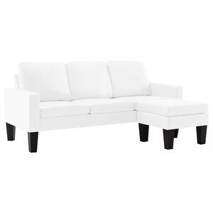 vidaXL Canapé à 3 places avec repose-pied Blanc Similicuir