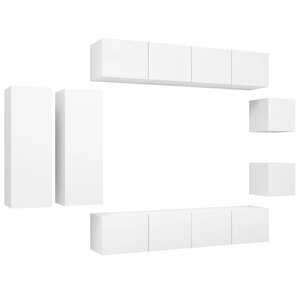 vidaXL Ensemble de meubles TV 8 Pièces Blanc Bois d'ingénierie