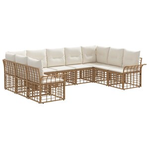 vidaXL Ensemble de canapés d'extérieur 9 Pièces Blanc Naturel et Crème