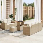 vidaXL Ensemble de canapé de jardin 8 Pièces Beige polyrotin
