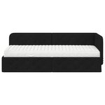 vidaXL Cadre de lit d'angle avec matelas Noir 80 x 200 cm tissu