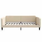 vidaXL Lit de jour avec gigogne et tiroirs crème 100x200 cm tissu