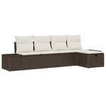 vidaXL Ensemble de canapé de jardin 5 Pièces Marron Poly rotin