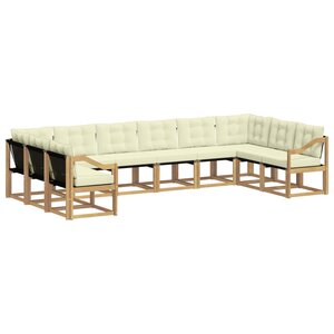 vidaXL Ensemble de canapés d'extérieur 10 pc Blanc et crème