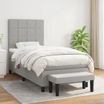 vidaXL Sommier à lattes de lit avec matelas Gris clair 80x200 cm Tissu