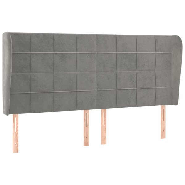 vidaXL Tête de lit avec oreilles Gris clair 163x23x118/128 cm Velours