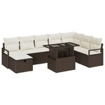 Set de Canapé de Jardin vidaXL 9 Pièces avec Coussins Marron Poly Rattan