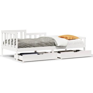 vidaXL Lit de jour et tiroirs sans matelas blanc 90x190 cm bois massif
