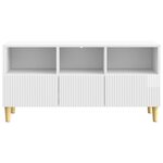 vidaXL Meuble TV 102 x 34 5 x 50 cm Blanc brillant Bois d'ingénierie