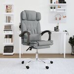 vidaXL Fauteuil de massage inclinable de bureau Gris clair Tissu