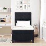 vidaXL Lit à ressorts avec matelas et lumière LED noire 90x200 cm en tissu