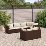 vidaXL Salon de jardin avec coussins 7 Pièces marron résine tressée
