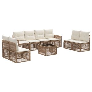 vidaXL Ensemble de canapé de jardin 9 Pièces Beige et blanc crème