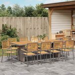 vidaXL Ensemble de salle à manger pour jardin 11 Pièces Gris et marron