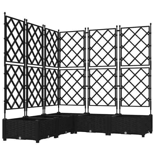 vidaXL Bac à fleurs avec Treillis 5 Pièces Noir 120 x 120 x 125.5 cm PP