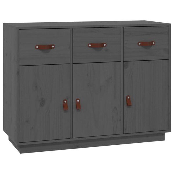 vidaXL Buffet Gris 100x40x75 cm Bois massif de pin