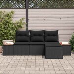 vidaXL Ensemble de canapé de jardin 4 Pièces Noir Poly Rattan