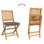 vidaXL Chaise pliante 8 Pièces Gris 49 x 57.5 x 92cm Bois d'acacia massif