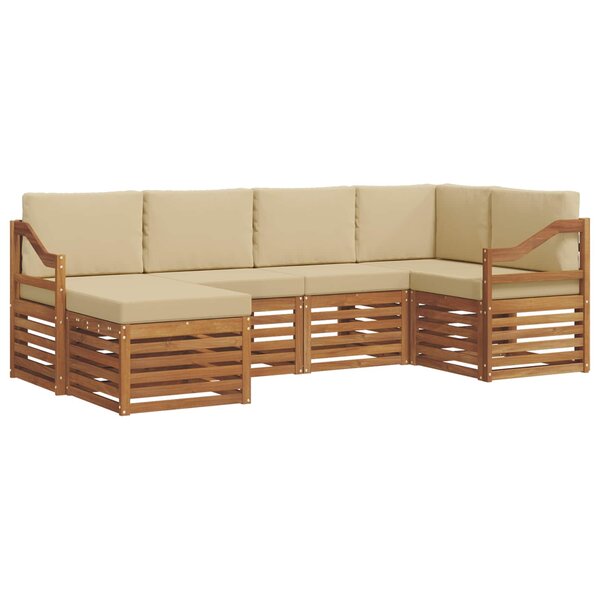 vidaXL Ensemble de canapés d'extérieur 6 pc Naturel et Beige Polyester